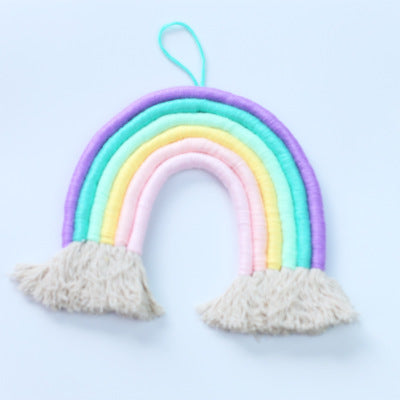 Colorful tapestry rainbow hand-woven hanging tassels