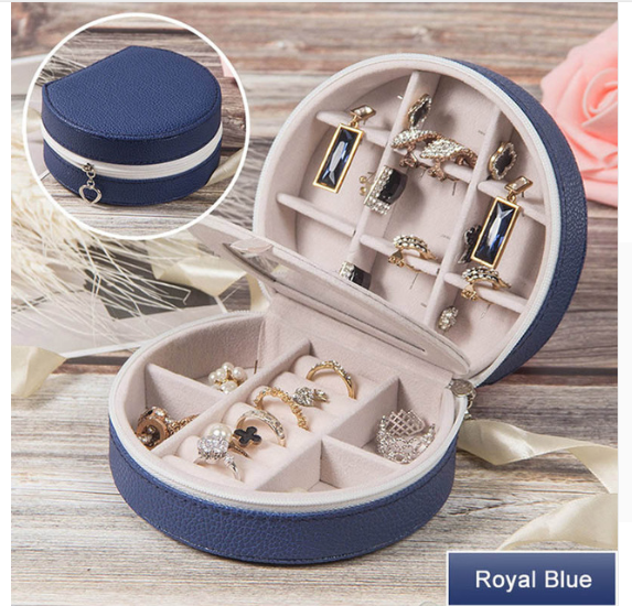 Cosmetic storage box with zipper travel portable jewelry box