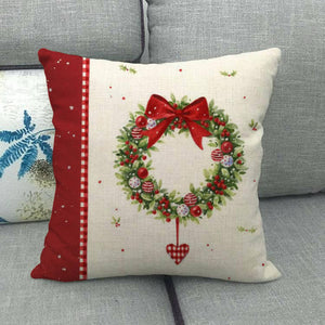 Christmas Printed Throw Pillow Car Sofa Cushion Cover Linen