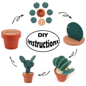 Cute Creative Coaster Mat Cactus Potted Plants Shape Cup Mat Heat Insulation Pad Table Decoration Kitchen Accessories