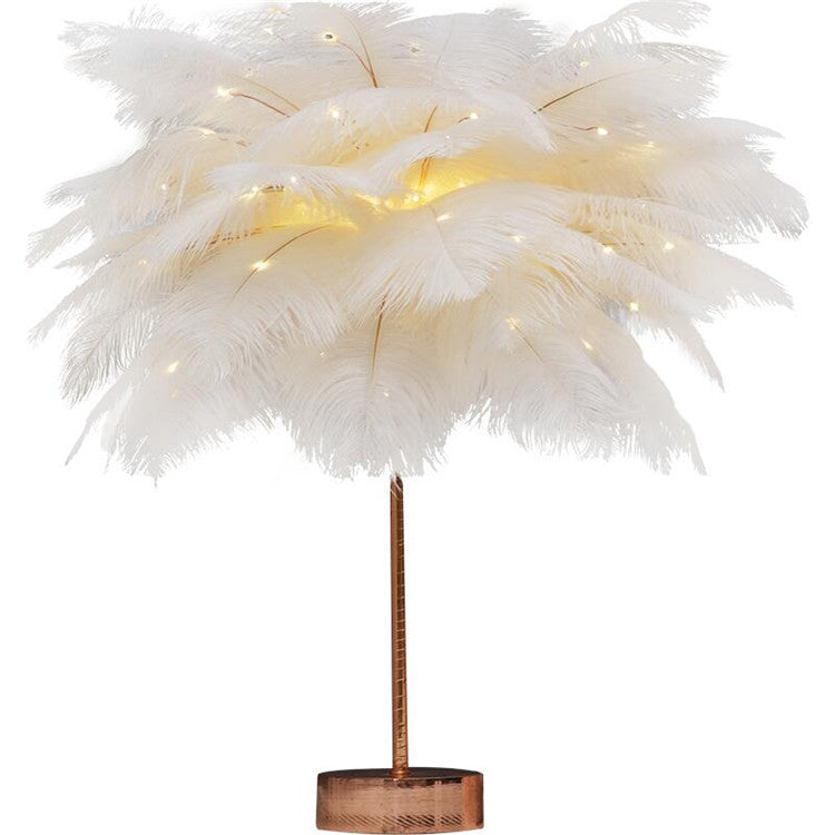 Feather Lamp Nordic Desk Lamp European-Style Bedroom Bedside Feather Table Lamp Night Light Table Lamp Decoration Modern
