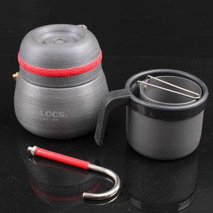 350ml Outdoor Camping Tableware Picnic Coffee Pot With Cups Aluminum Alloy Coffee Machine