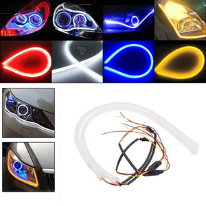 2Pcs 45cm 60cm Flexible Car Soft Tube LED Strip Light Angel Eye DRL Daytime Running Headlight Lamp 5 Color