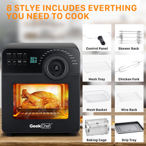 GRILL Reinigung Geek Chef Air Fryer Oven Toaster 4 Slice Toaster Convection Airfryer Countertop Oven, Roast, Reheat,Fry Oil-Free, 4 Accessories & Recipes Included 14.7 Quart,Ban Amazon