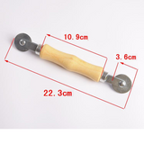 Double-head rubber strip pressing wheel with wooden handle