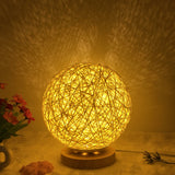 Amazon Hot Selling Creative Linen Table Lamp Novel and Unique LED Intelligent USB7 Color RGB16 Color Remote Control Rattan Ball Lamp