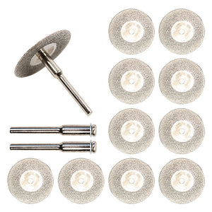 0pcs Set 30mm Mini Diamond Saw Blade Silver Cutting Discs With 2X Connecting Shank For Dremel Drill Fit Rotary Tool