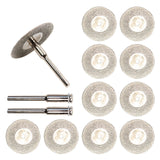 0pcs Set 30mm Mini Diamond Saw Blade Silver Cutting Discs With 2X Connecting Shank For Dremel Drill Fit Rotary Tool