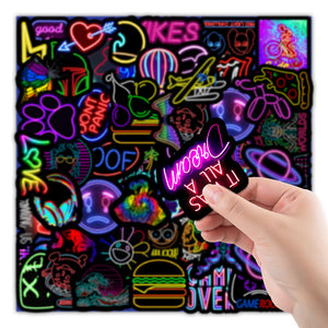 50 New Neon Stickers Car Trunk Phone Water Cup Decoration Stickers