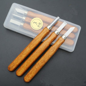 Mahogany 6 Sticks Carving Knife Handmade Woodcut Knife Eraser Engraving Set Woodcarving Tool