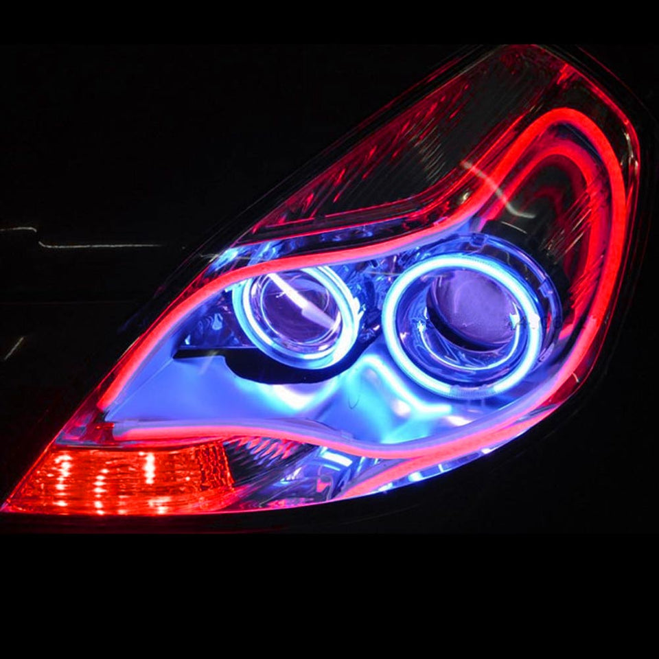2Pcs 45cm 60cm Flexible Car Soft Tube LED Strip Light Angel Eye DRL Daytime Running Headlight Lamp 5 Color