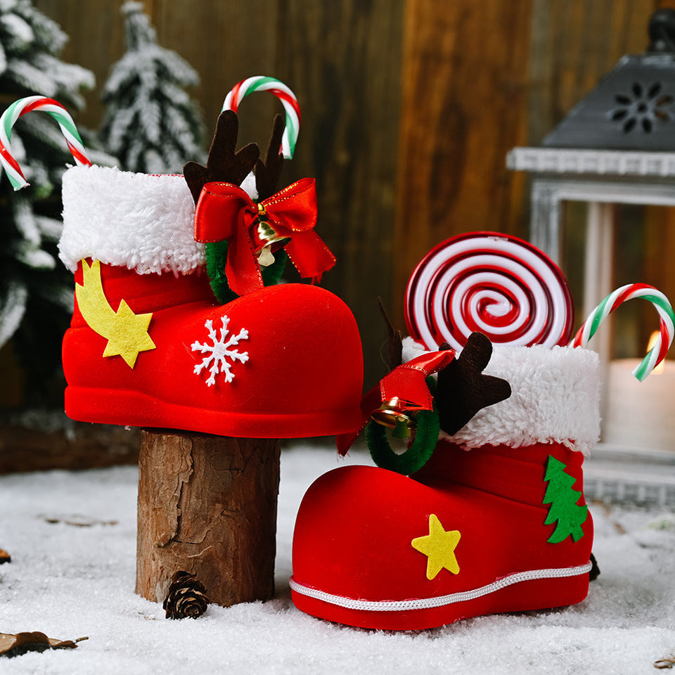 Christmas Decor Santa Boot Shoes Candy Stocking Extra Large Gift Box Decoration