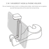 Car Headrest Hook with Phone Holder Seat Back Hanger for Bag Handbag Purse Grocery Cloth