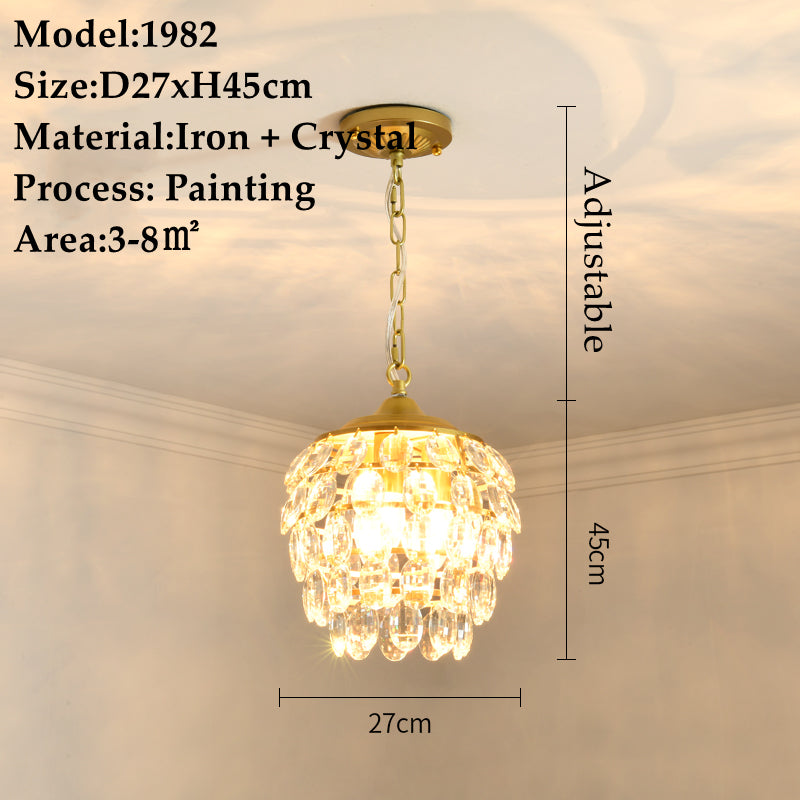 American Small Chandelier Balcony Aisle Corridor Single Head Crystal