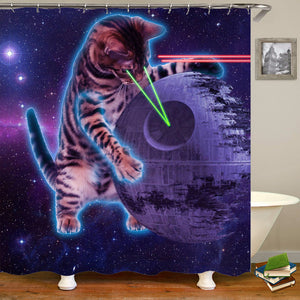 Cat shower curtains bathroom shower curtain Cute 3D fabric shower curtain with hooks funny waterproof shower curtain or Mat