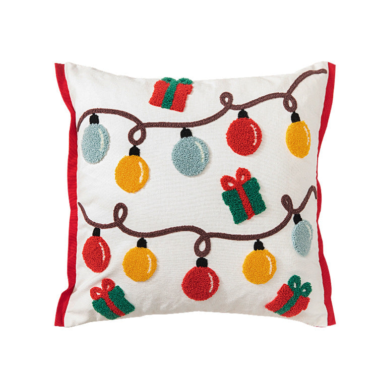 Christmas Embroidered Cotton Pillowcase