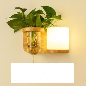 Green Plant Solid Wood Corridor Decoration Bedroom Bed Creative Wall Lamp