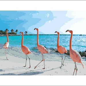 Paint by Numbers Set - Flamingos Beach