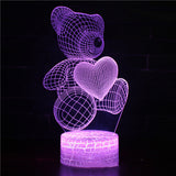 Cartoon Love Bear Series 3D Light Creative Night Light