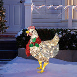 Decorated Christmas Lantern Chicken With Scarf Garden Ground Insert