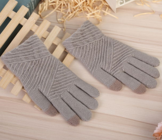 Women Gloves Winter Woolen Knitted Gloves Touch Screen Mittens Keep Warm Female Winter Full Finger Stripe Gloves Fashion Autumn