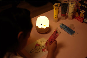 Warm White Cute Chick Night Light Cartoon Toys Chicken Egg Shell Rechargeable Control Bedroom Lamp Light-up Toys Kids