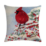 Christmas Blessing Red Bird Series Linen Pillowcase
