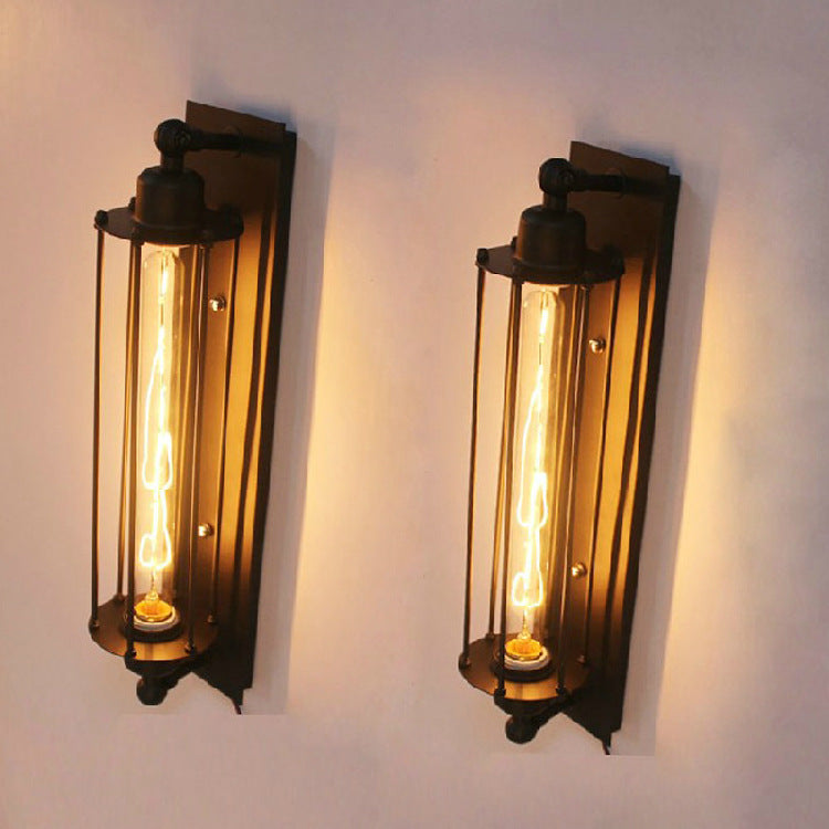 Industrial style retro wrought iron flute wall lamp