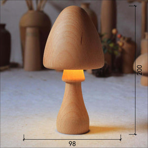 Solid Wood Mushroom Shape Rechargeable Night Light