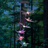 Solar Wind Chimes Light Rice Pellet Ball Hummingbird Color Changing Light String LED