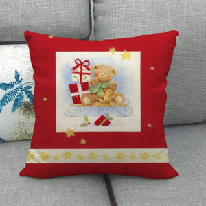 Christmas Printed Throw Pillow Car Sofa Cushion Cover Linen