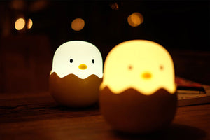 Warm White Cute Chick Night Light Cartoon Toys Chicken Egg Shell Rechargeable Control Bedroom Lamp Light-up Toys Kids