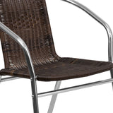 Flash Furniture Commercial Aluminum and Dark Brown Rattan Indoor-Outdoor Restaurant Stack Chair