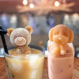 Douyin With 2 Ice Bear Teddy Dog Silicone Molds, Milk Tea Coffee Hotel Diy Decoration Mold