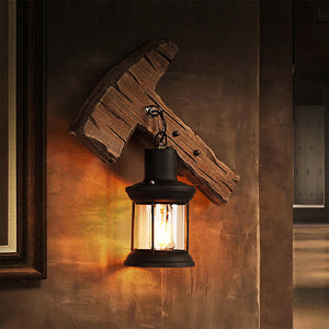 Retro Nostalgic Boat Wood Wall Lamp Industrial Style