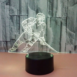 Hockey player touching 3D visual stereo light