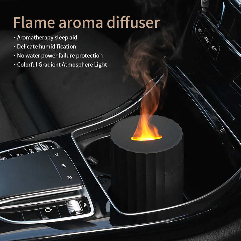 Colorful Flame Car Humidifier Dropshipping 100ML 7 Realistic Flame Colors Silent Waterless Flame Essential Oil Diffuser For Car Office Aromatherapy Diffuser