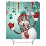 Waterproof 3D Christmas Snowman Printed Bathroom Shower Curtain Bathroom Decor