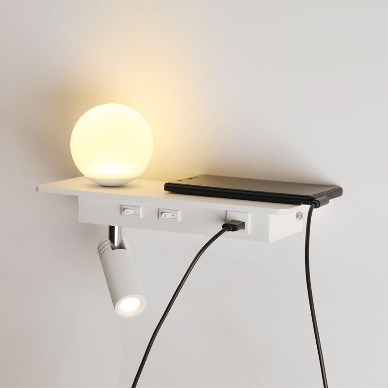 Bedside Lamp With USB Port Shelf