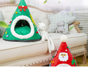 Autumn And Winter Warm Cat Nest Christmas Hat Shape Sponge