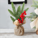 Artificial Christmas Tree Decorations For Home Creative Jute Red Fruit Pine Cone Desk Ornament Christmas Village DIY Decor Craft