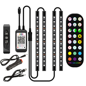 Styling Decorative Lamp LED Car Interior Light Waterproof Ambient Lamp Of Wireless Remote Music Control Car RGB Strip Lights