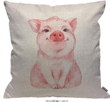 Cotton Linen Linen Hugging Pillow Cover Cute Dog Office Sofa Cushion Cover
