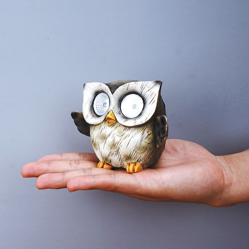 Solar Light Animal Sculpture Resin Ornament Cute Owl