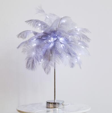 Feather Lamp Nordic Desk Lamp European-Style Bedroom Bedside Feather Table Lamp Night Light Table Lamp Decoration Modern