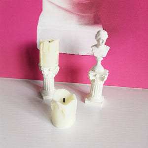Retro Pastoral Shooting Props Plaster Image Roman Candlestick Candle Electronic Night Light