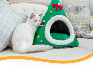 Autumn And Winter Warm Cat Nest Christmas Hat Shape Sponge