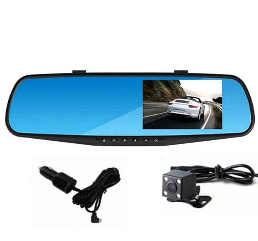Car Video Camera Driving Recorder With Dual Lens For Vehicles Front & Rear View Mirror