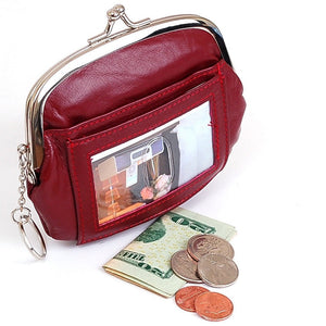 Womens Leather Coin Purse Mini Wallet Metal Frame ID Window Credit Card Case New