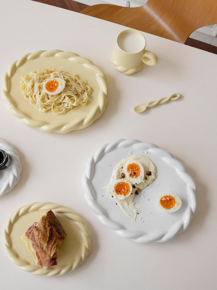 Original Design Simple Solid Color Household Ceramic Western Dinner Plate